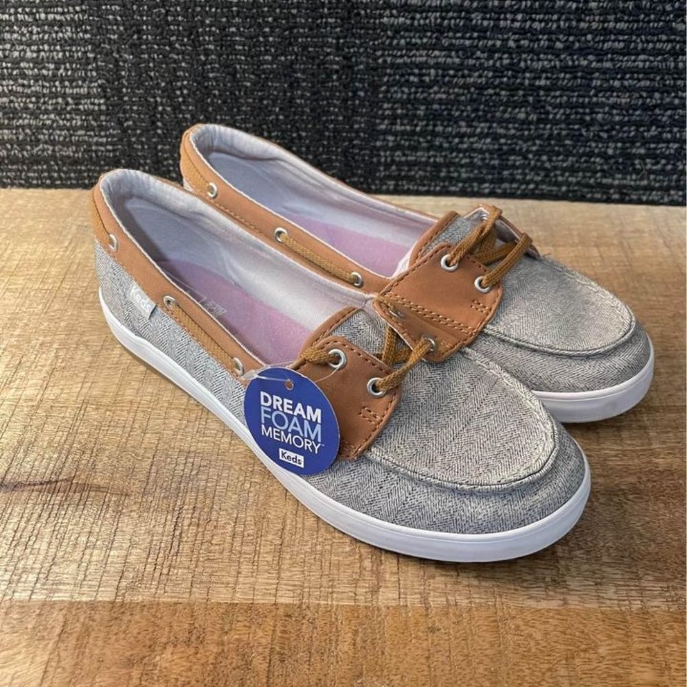 Keds Dream Foam Memory - Slip Ons Gray/Tan - Women's Size 6.5